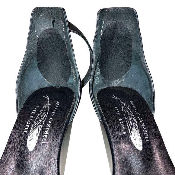 Jeffrey Campbell-Free People Black Leather Wedge Ankle-strap Heels- 7 - Picture 12 of 15